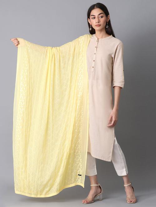 yellow polyester dupatta - 18112175 - Very Small Image - 1