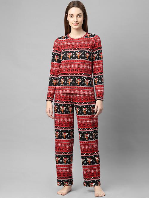 round neck checkered nightwear pajama set - 18112437 - Very Small Image - 1