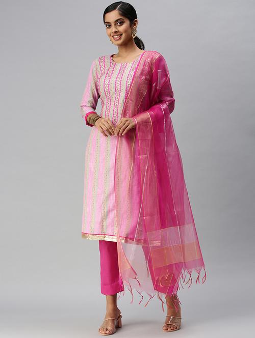 embroidered unstitched suit set - 18113090 - Very Small Image - 1