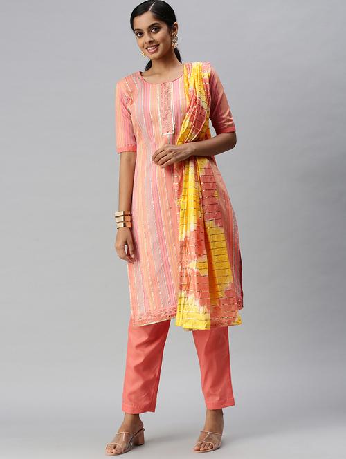 embroidered unstitched suit set - 18113097 - Very Small Image - 1