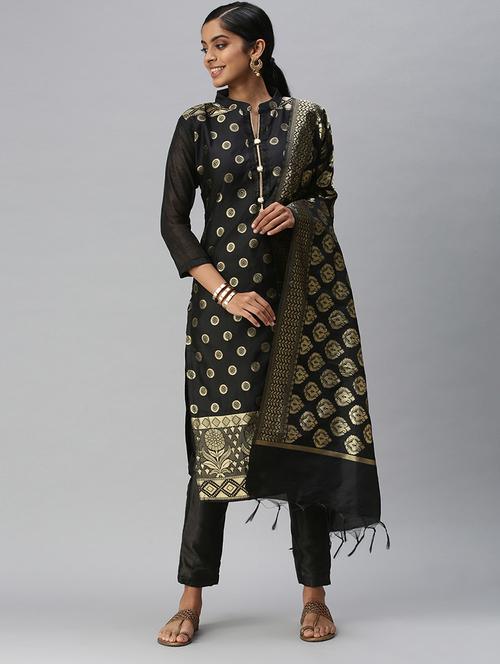 embroidered unstitched suit set - 18113101 - Very Small Image - 1