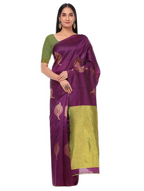 purple silk banarasi saree with blouse - 18113208 - Very Small Image - 1