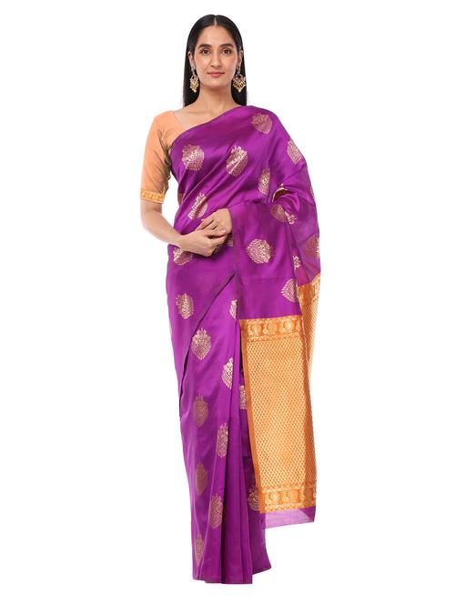 purple silk banarasi saree with blouse - 18113210 - Very Small Image - 1