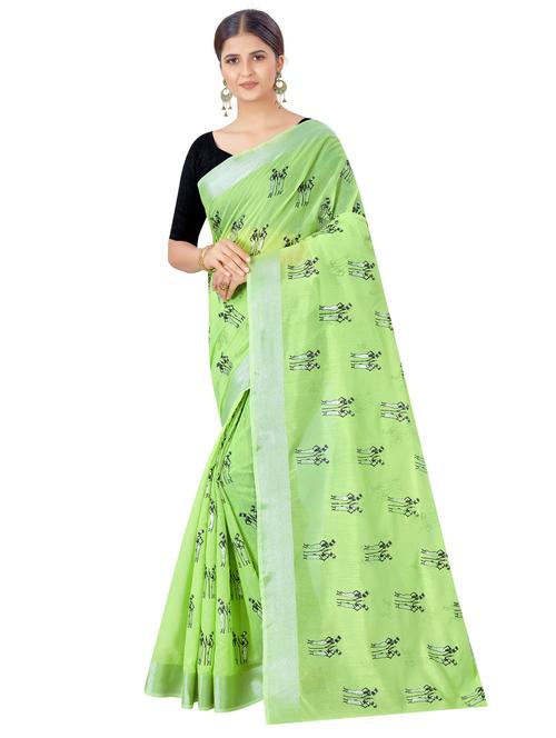 green cotton silk chanderi saree - 18113233 - Very Small Image - 1