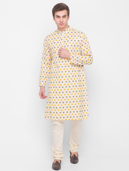 yellow cotton long kurta - 18113551 - Very Small Image - 1