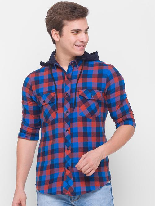 mens checks casual shirt - 18113566 - Very Small Image - 1