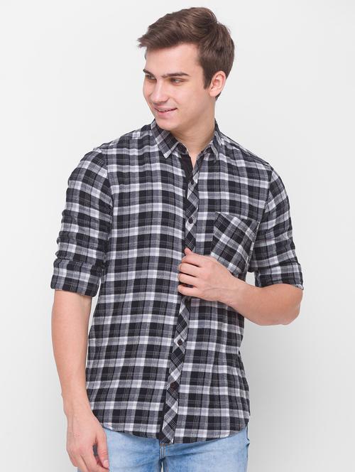 mens checks casual shirt - 18113567 - Very Small Image - 1