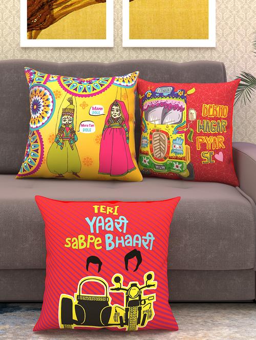 athom living decorative indie cushion covers with 3 attractive designs (pack of 3) - 18113627 - Very Small Image - 1