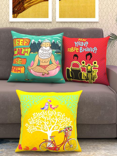 athom living decorative indie cushion covers with 3 attractive designs (pack of 3) - 18113628 - Very Small Image - 1