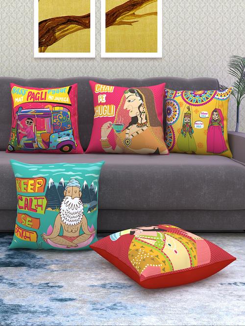 athom living decorative indie cushion covers with 5 attractive designs (pack of 5) - 18113630 - Very Small Image - 1