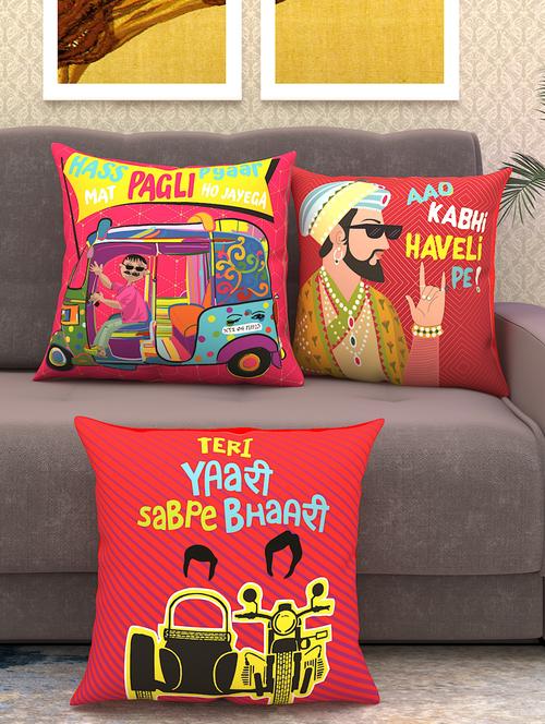 athom living decorative indie cushion cover with cushion insert with 3 attractive designs (pack of 3) - 18113663 - Very Small Image - 1