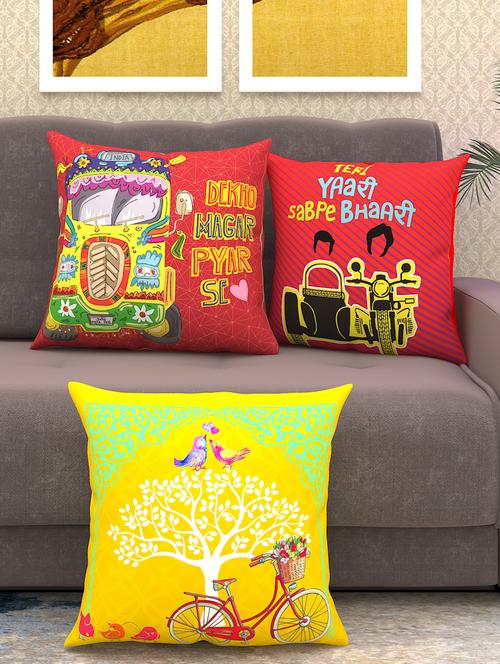 athom living decorative indie cushion cover with cushion insert with 3 attractive designs (pack of 3) - 18113668 - Very Small Image - 1