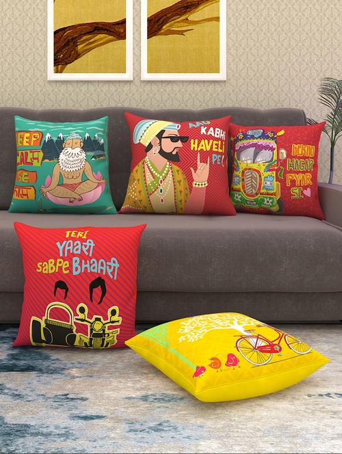 athom living decorative indie cushion cover with cushion insert with 5 attractive designs (pack of 5) - 18113673 - Very Small Image - 1