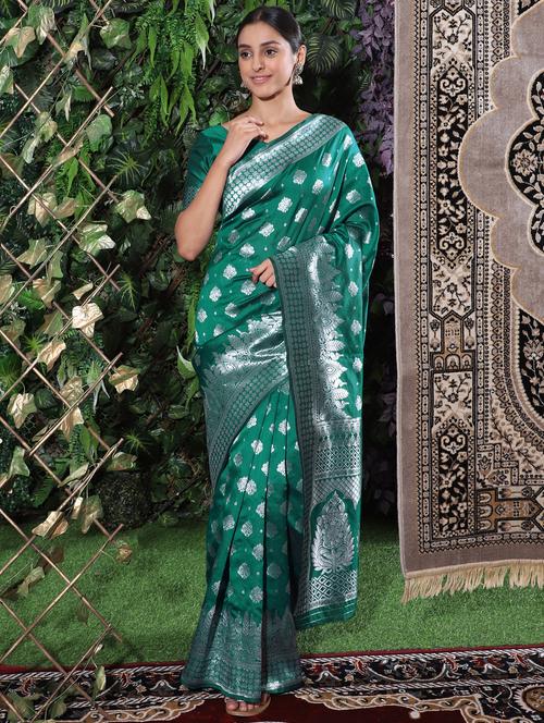 ethnic motifs banarasi saree with blouse - 18113853 - Very Small Image - 1