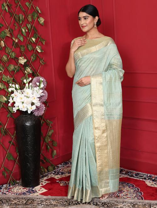 green art silk banarasi saree - 18113881 - Very Small Image - 1