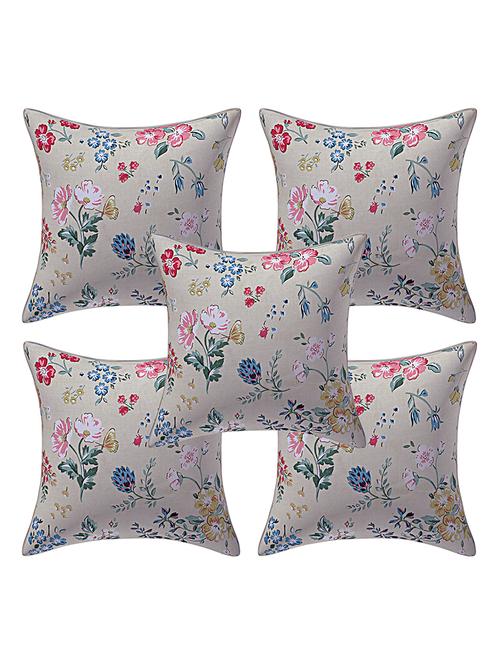 texstylers rversible assorted thick cotton block printed 16x16 inches jaipuri print cushion cover(pack of 5) - 18114026 - Very Small Image - 1