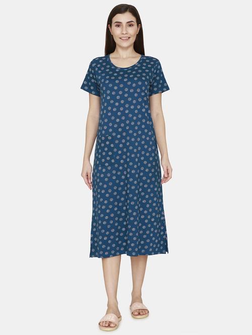 round neck printed nighty - 18114247 - Very Small Image - 1