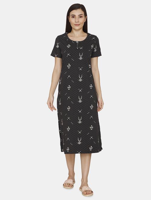 round neck printed nighty - 18114248 - Very Small Image - 1