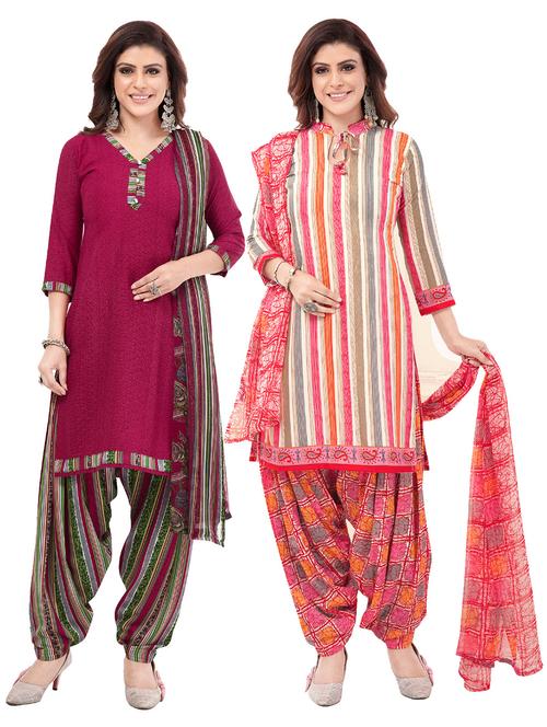 multi colored synthetic unstitched suit - 18114457 - Very Small Image - 1