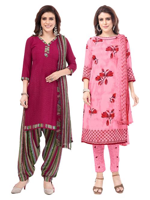 multi colored synthetic unstitched suit - 18114467 - Very Small Image - 1