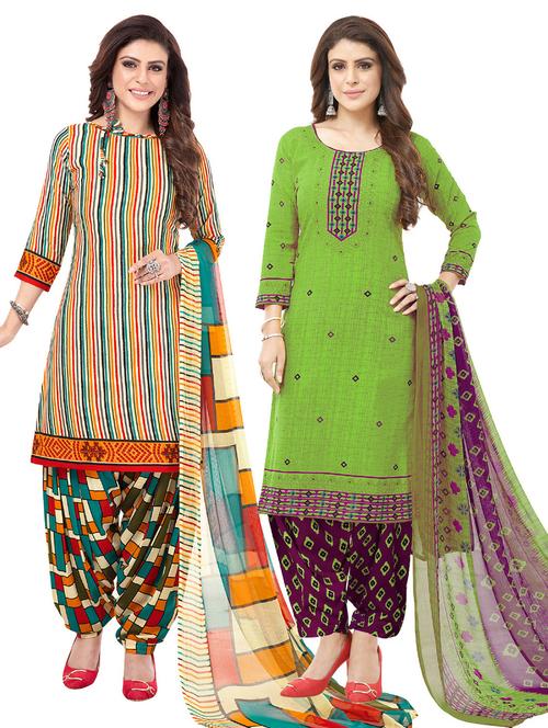 multi colored synthetic unstitched suit - 18114529 - Very Small Image - 1