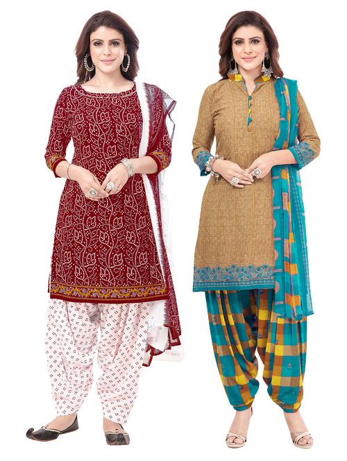 multi colored synthetic unstitched suit - 18114647 - Very Small Image - 1