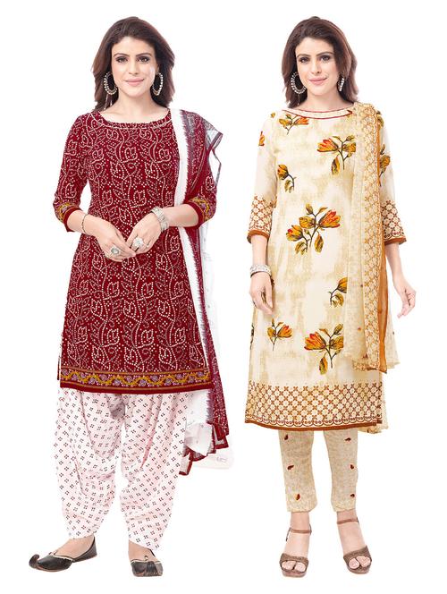 multi colored synthetic unstitched suit - 18114677 - Very Small Image - 1