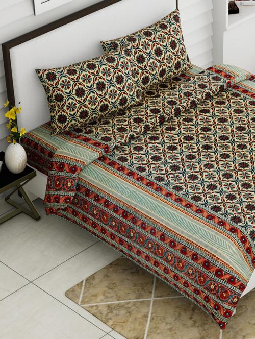 king size premium pure cotton double bedsheet with two pillow covers - 18116375 - Very Small Image - 1