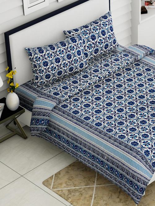 king size premium pure cotton double bedsheet with two pillow covers - 18116376 - Very Small Image - 1