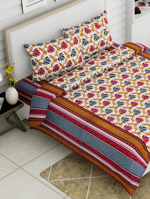 king size premium pure cotton double bedsheet with two pillow covers - 18116378 - Very Small Image - 1