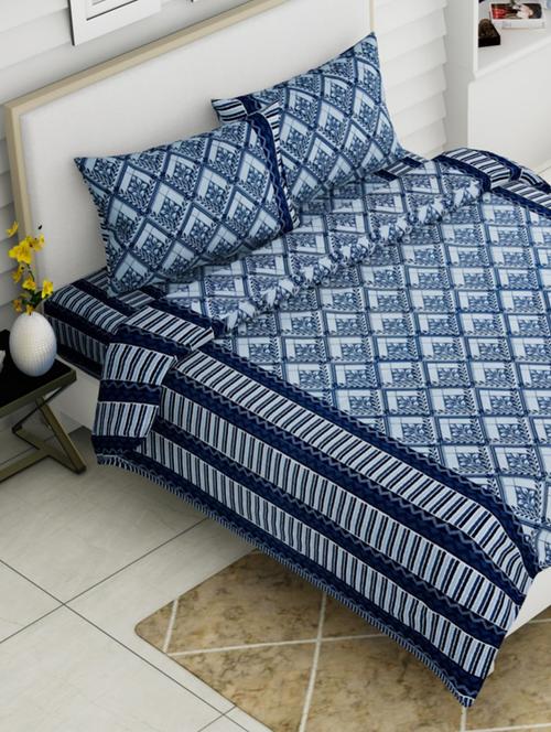 king size premium pure cotton double bedsheet with two pillow covers - 18116382 - Very Small Image - 1