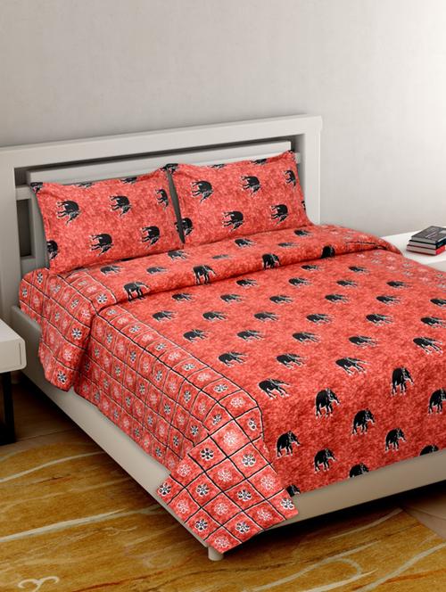 king size premium pure cotton double bedsheet with two pillow covers - 18116383 - Very Small Image - 1