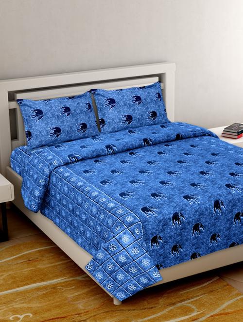 king size premium pure cotton double bedsheet with two pillow covers - 18116384 - Very Small Image - 1