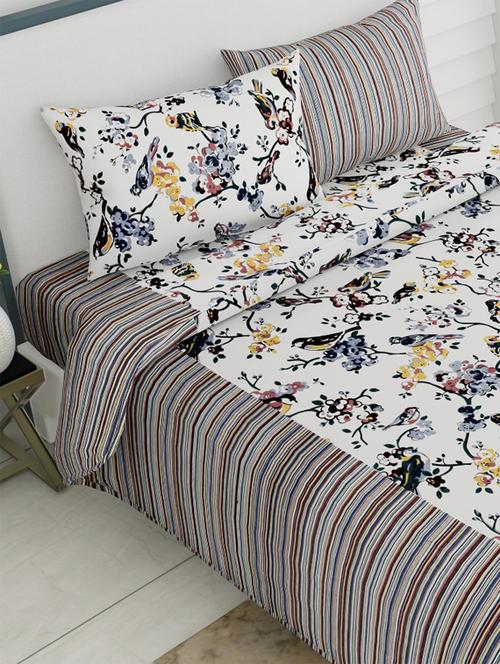 king size premium pure cotton double bedsheet with two pillow covers - 18116395 - Very Small Image - 1