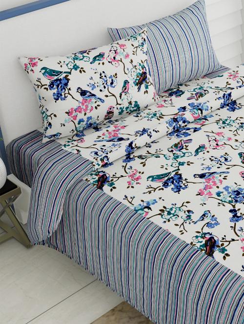 king size premium pure cotton double bedsheet with two pillow covers - 18116396 - Very Small Image - 1