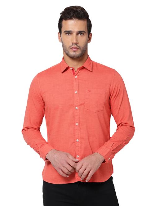 orange solid casual shirt - 18119177 - Very Small Image - 1