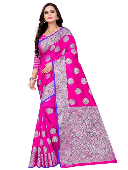 zari work woven saree with blouse - 18119440 - Very Small Image - 1
