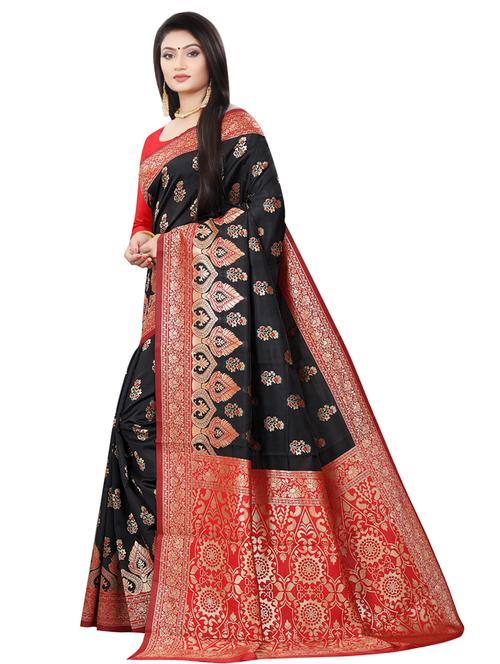 zari work woven saree with blouse - 18119448 - Very Small Image - 1
