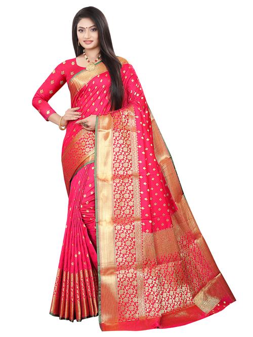 zari work woven saree with blouse - 18119456 - Very Small Image - 1