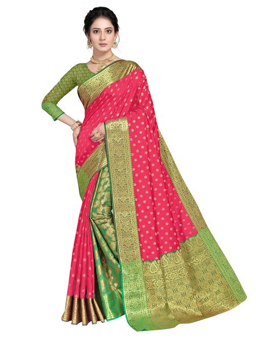 zari work woven saree with blouse - 18119463 - Very Small Image - 1