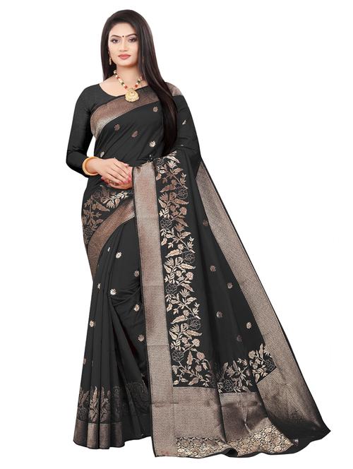 zari work woven saree with blouse - 18119465 - Very Small Image - 1