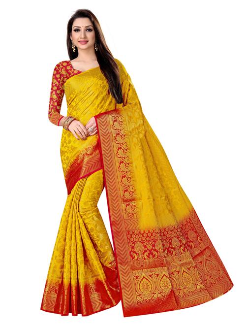 zari work woven saree with blouse - 18119467 - Very Small Image - 1