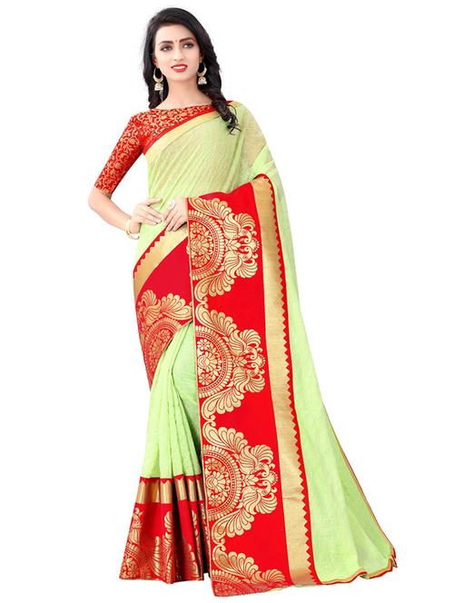 zari work woven saree with blouse - 18119526 - Very Small Image - 1
