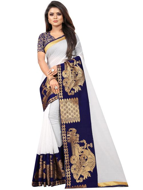 zari work woven saree with blouse - 18119541 - Very Small Image - 1