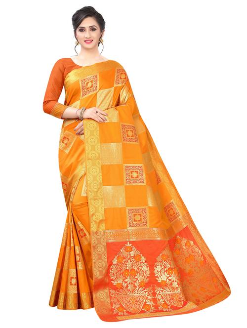 zari work woven saree with blouse - 18119550 - Very Small Image - 1