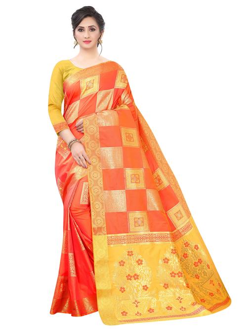 zari work woven saree with blouse - 18119552 - Very Small Image - 1
