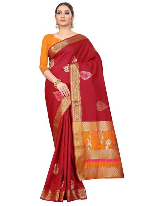 zari work woven saree with blouse - 18119554 - Very Small Image - 1