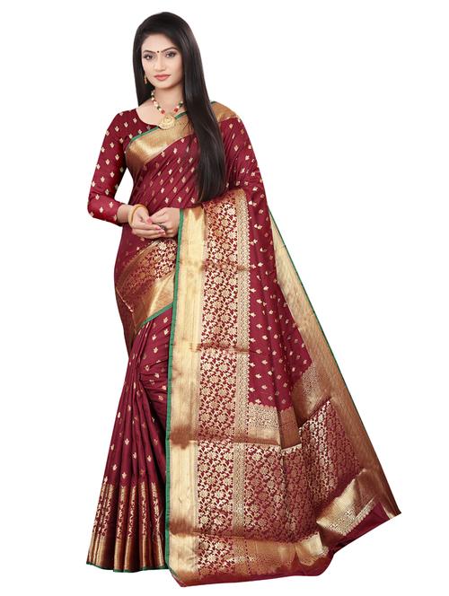 zari work woven saree with blouse - 18119557 - Very Small Image - 1