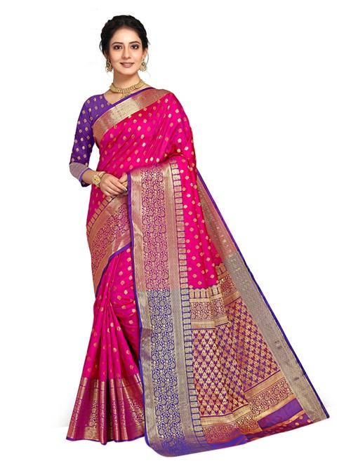 zari work woven saree with blouse - 18119563 - Very Small Image - 1