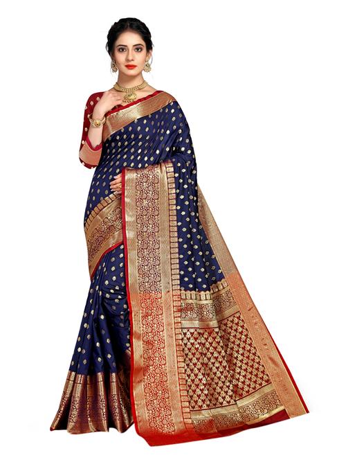 zari work woven saree with blouse - 18119564 - Very Small Image - 1